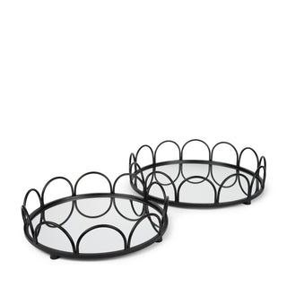 Lenore Round Metal/Mirror Tray Black Main Image