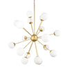 Barbara Brushed Gold Metal w/ Frosted Glass Globes 18-Light Chandelier Main Image