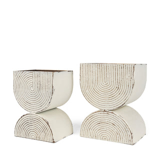 Medina Off White w/ Gold Antiquing Tall Metal Planters Main Image