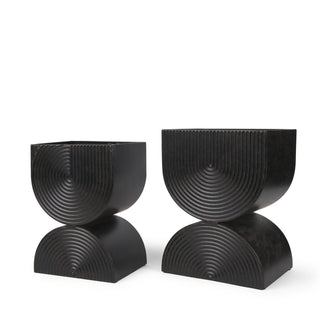 Medina Antiqued Black Tall Metal Planters Main Image
