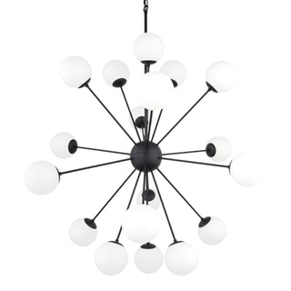 Barbara Matte Black Metal w/ Frosted Glass Globes 18-Light Chandelier Main Image