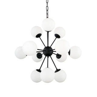 Barbara Matte Black Metal w/ Frosted Glass Globes 11-Light Chandelier Main Image