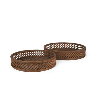 Thala Medium Brown Round Wicker Tray Main Image