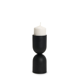 Qamra Short Black Metal Pillar Candle Holder Main Image