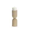 Qamra Medium Beige Textured Metal Pillar Candle Holder Candle Holder Main Image