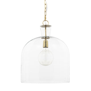 Sadah Large Clear Blown Glass w/ Gold Metal Pendant Light Main Image