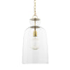 Sadah Tall Clear Blown Glass w/ Gold Metal Pendant Light Main Image