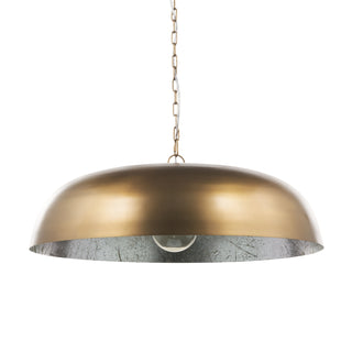 Sanne Antiqued Gold Metal w/ Silver Foil Wide Pendant Light Main Image