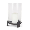 Price Large Matte Black Metal w/ Glass Hurricane Candle Holder Main Image