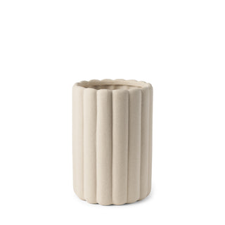 Mira Tall Textured Blush Beige Fluted Ceramic Vase Main Image