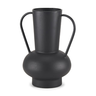 Tasya Large Matte Black w/ Handles Metal Vase Main Image