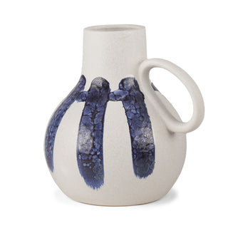 Truett White w/ Blue Stripes Ceramic Jug Vase Main Image