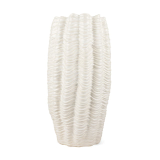 Velia Tall Seashell Sculptural Cream Glazed Ceramic Vase Main Image
