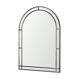 Tiffany Brushed Black Metal Double Frame Arched Mirror Main Image