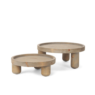 Virve Round Light Brown Wood w/ Gray Wash Wooden Trays Main Image
