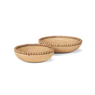 Wendell Light Brown Wood w/ Wood Bead Round Bowls Main Image