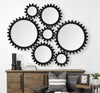 Alloy Cog Round Black Metal Frame Mirror Lifestyle Image Feature