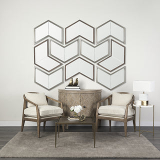 Chevren Silver Wood Frame Mirror Lifestyle Image Feature