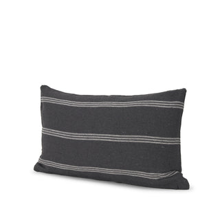 Jayme Gray and White Striped Cotton Decorative Lumbar Pillow Cover Main Image