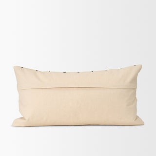 Jaela Beige and Black Striped Checkered Decorative Lumbar Pillow Cover Alternate Image