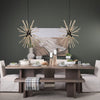 Jules Blonde Wood and Black Metal Six Bulb Chandelier Light Lifestyle Image Feature