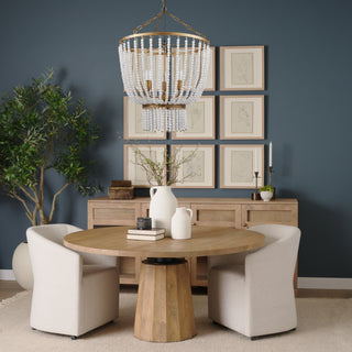 Rhone Gold Metal and Wood Beaded Chandelier Lifestyle Image Feature