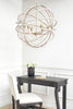 Ava White Gold Metal and White Wood Beaded Six Bulb Chandelier Lifestyle Image Feature