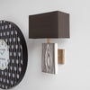 Maravilla III Black/White Pattered Base Black Fabric Shade Wall Sconce Lifestyle Image Feature