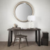Cog Mirror Round Gray Wood Frame Mirror Lifestyle Image Feature