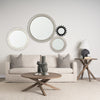 Cog Mirror Round Gray Wood Frame Mirror Lifestyle Image Feature