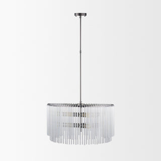 Anna Hanging Gun-Metal w/ Clear Glass Rods Six Bulb Chandelier Alternative Image