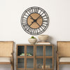 Lewiston Black Iron W/Wood Round Wall Clock Lifestyle Image Feature