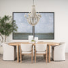 Phillum Silver Metal Chassis and White Wood Beaded Six Bulb Chandelier Lifestyle Image Feature