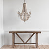 Phillum Silver Metal Chassis and White Wood Beaded Six Bulb Chandelier Lifestyle Image Feature
