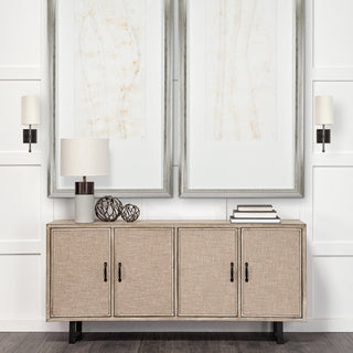 Bourgeois II White Fabric Shade Brown Metal Base Wall Sconce Lifestyle Image Feature