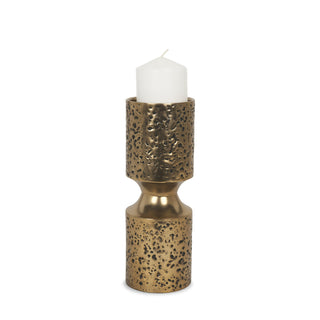 Akira Small Hammered Gold Metal Pillar Candle Holder Main Image