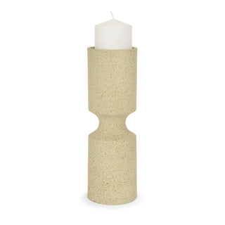 Akira Large Textured Beige Metal Pillar Candle Holder Main Image