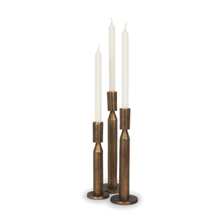 Declan Antiqued Brass Cast Metal Taper Candle Holder Main Image