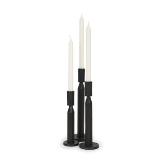 Declan Textured Matte Black Cast Metal Taper Candle Holder Main Image