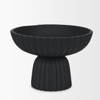 Ciaran Smooth Fluted Matte Black Metal Decorative Bowl Alternate Image