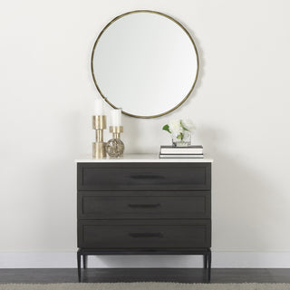 Adelaide Gold Metal Scallop Edge Round Mirror Lifestyle Image Feature