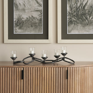 Quito Black Metal Chain-Link Five Candle Table Candle Holder Lifestyle Image Feature
