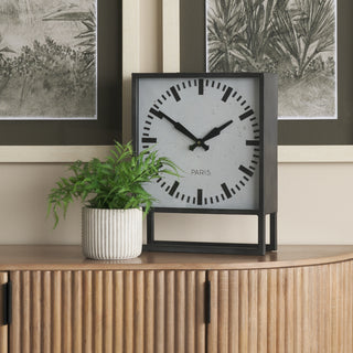 Felix Gray Metal Square Table Clock Lifestyle Image Feature