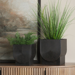 Medina Antiqued Black Metal Planters Lifestyle Image Feature