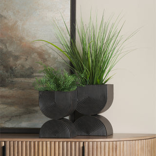 Medina Antiqued Black Tall Metal Planters Lifestyle Image Feature