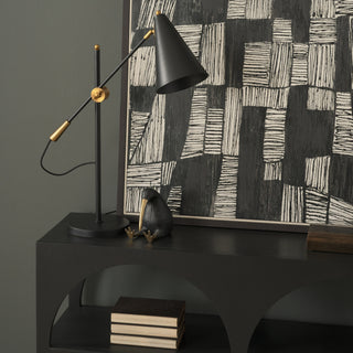 Fragon II Black/Gold Metal Adjustable Cone Shade Table Lamp Lifestyle Image Feature