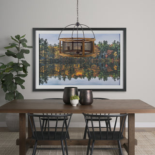 Penhill Black and Wooden Three Bulb Chandelier Lifestyle Image Feature
