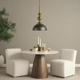 Capsa Antique Gold and Silver Toned Metal Dome Pendant Light Lifestyle Image Feature