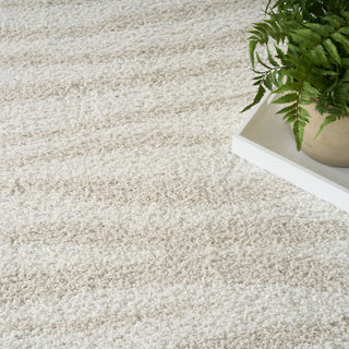 Nourison Modern Shag MMD05 Ivory Beige Area Rug Corner Image