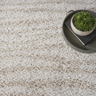 Nourison Modern Shag MMD05 Ivory Beige Area Rug Corner Image